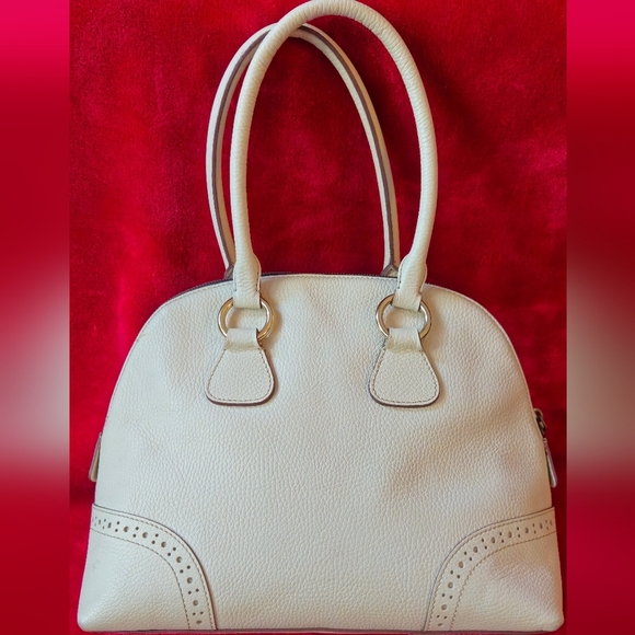 Dooney & Bourke Cream Leather Satchel - Picture 10 of 16